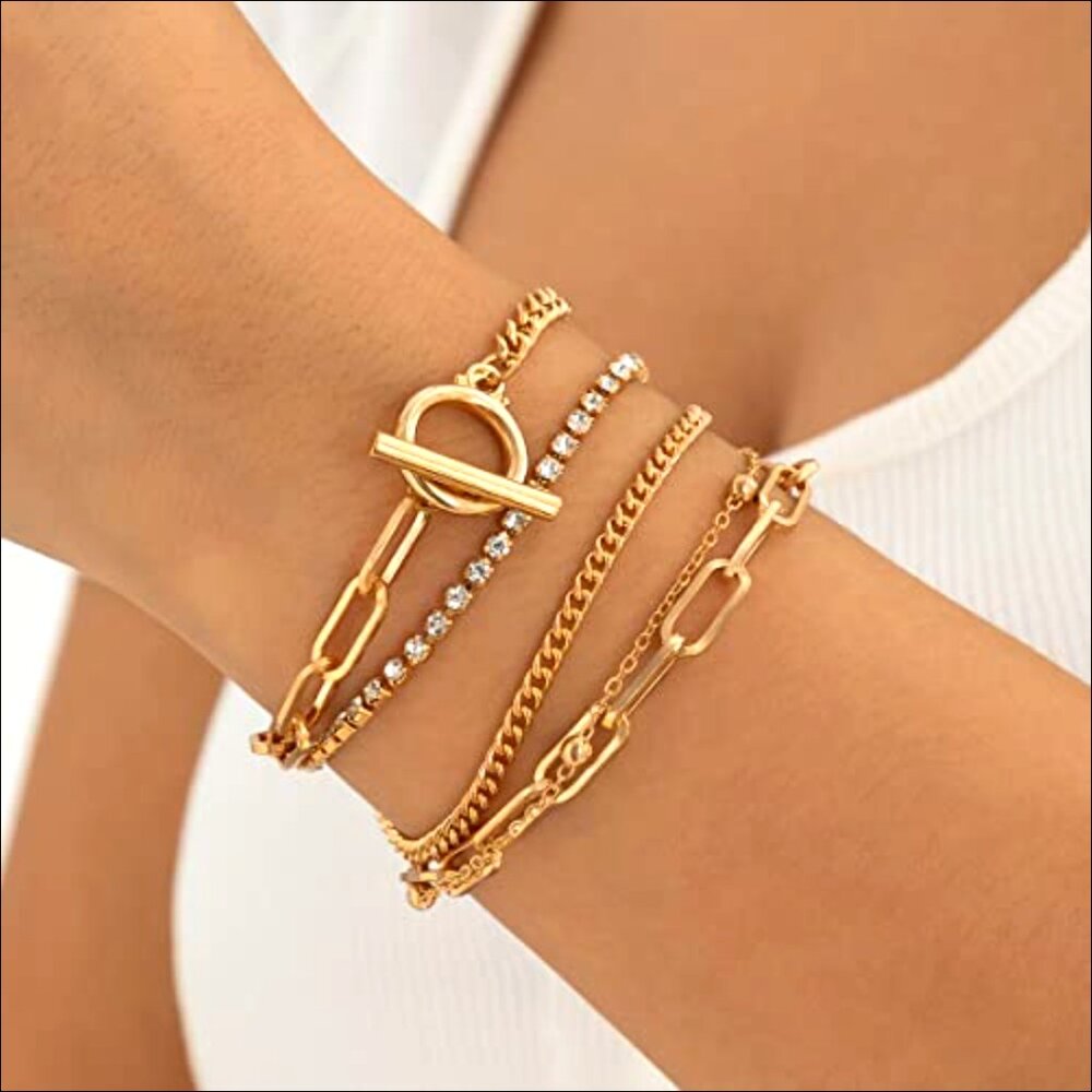 Gold-Plated Stackable Bracelet Set With Zirconia … - image 5